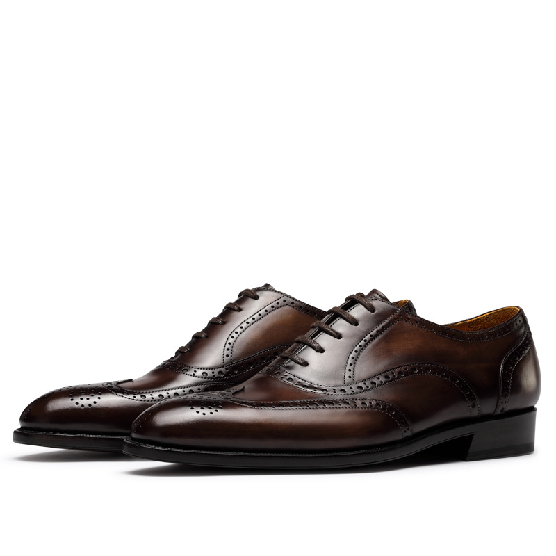 Sapatos sociais Oxford de couro premium