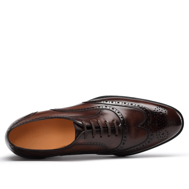 Sapatos sociais Oxford de couro premium