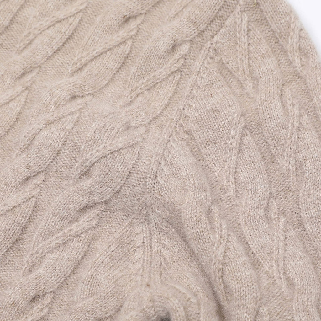Suéter Menaggio de Lã com Trama Trançada e Gola Redonda