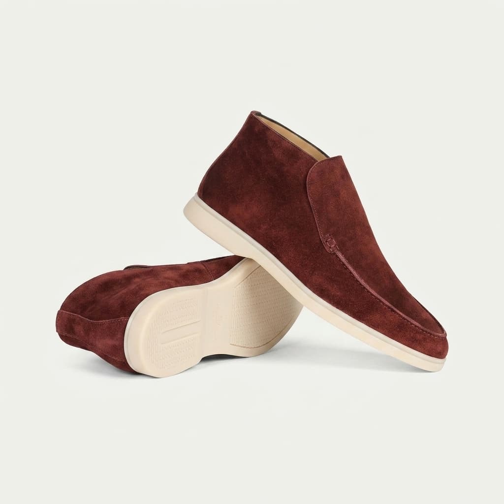 Mocassim Cano Alto Luxe Portofino em Camurça