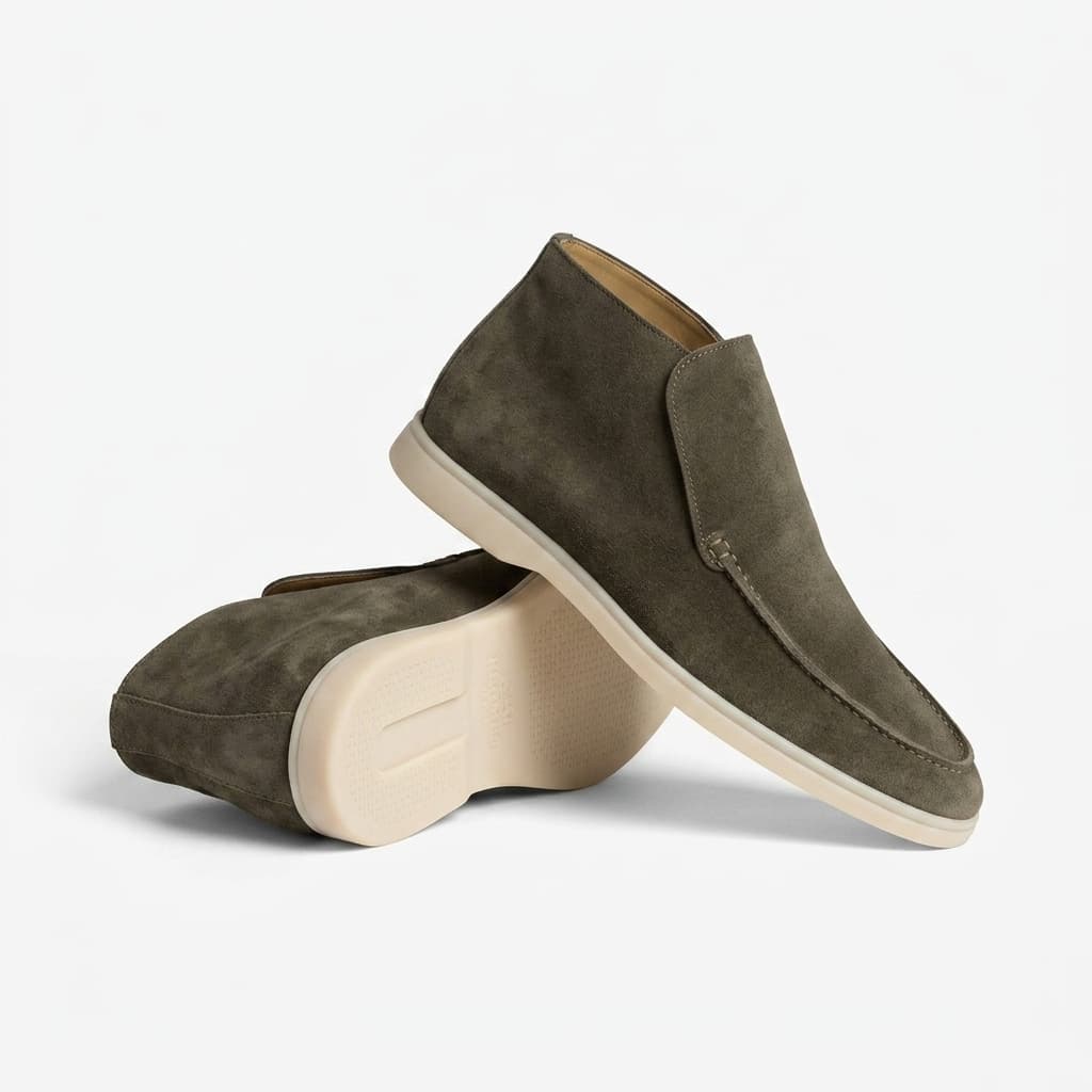 Mocassim Cano Alto Luxe Portofino em Camurça