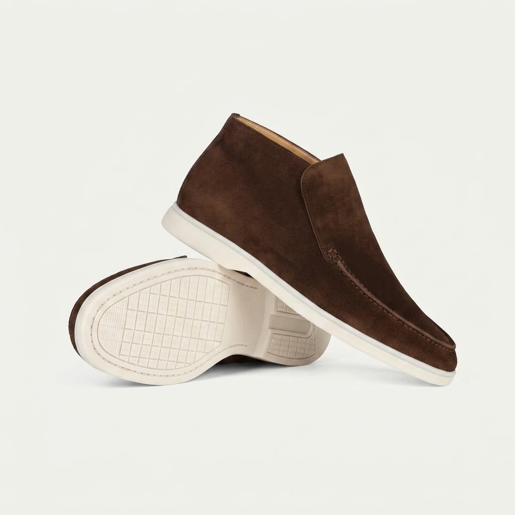 Mocassim Cano Alto Luxe Portofino em Camurça