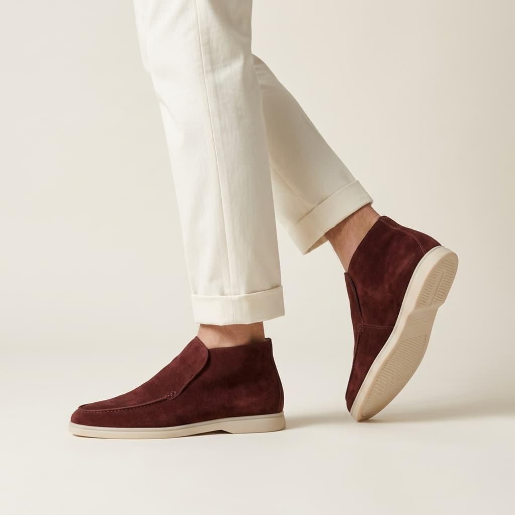 Mocassim Cano Alto Luxe Portofino em Camurça