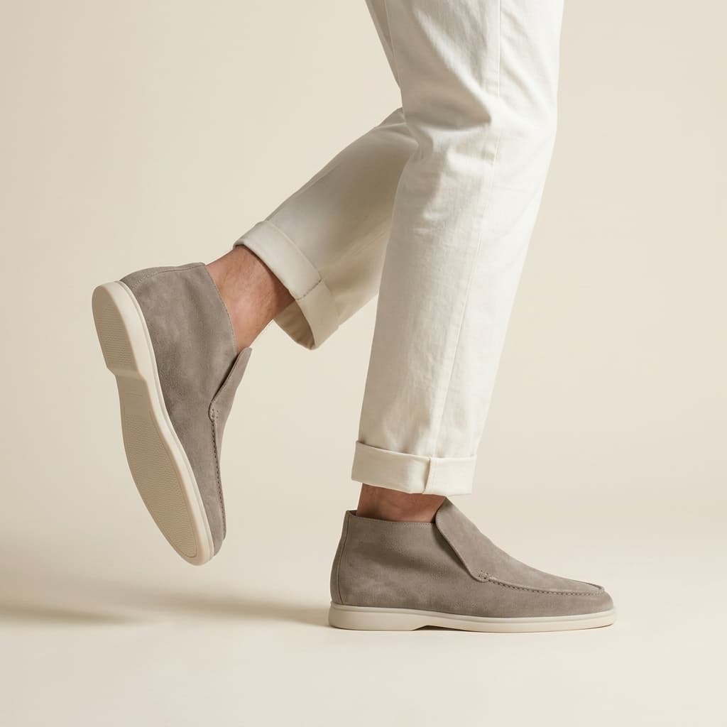 Mocassim Cano Alto Luxe Portofino em Camurça