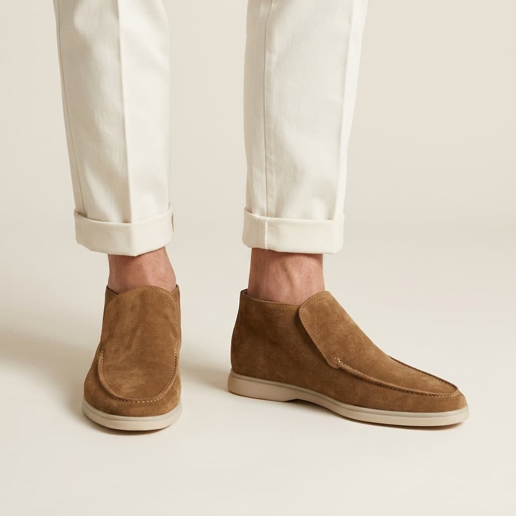 Mocassim Cano Alto Luxe Portofino em Camurça