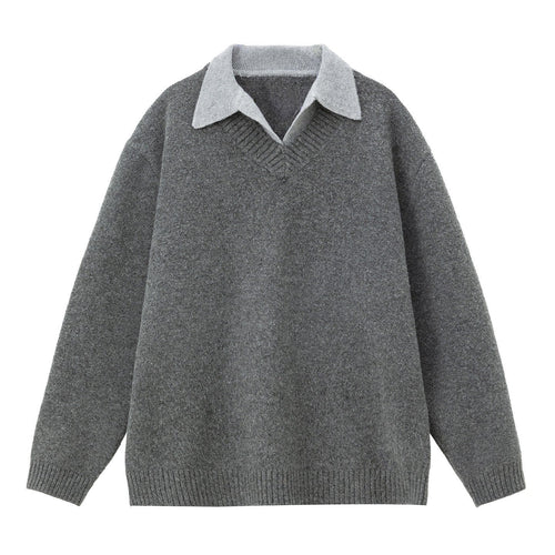 Blusa Eton Estilosa em Camadas com Decote em V