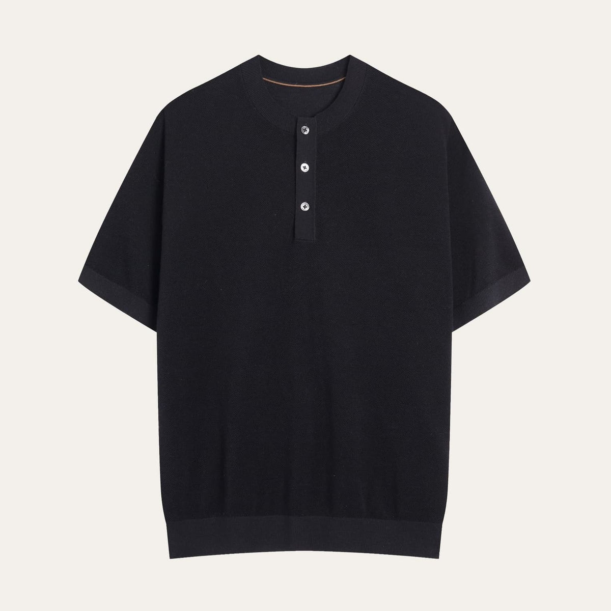Camisa Henley de Malha Texturizada Cervo