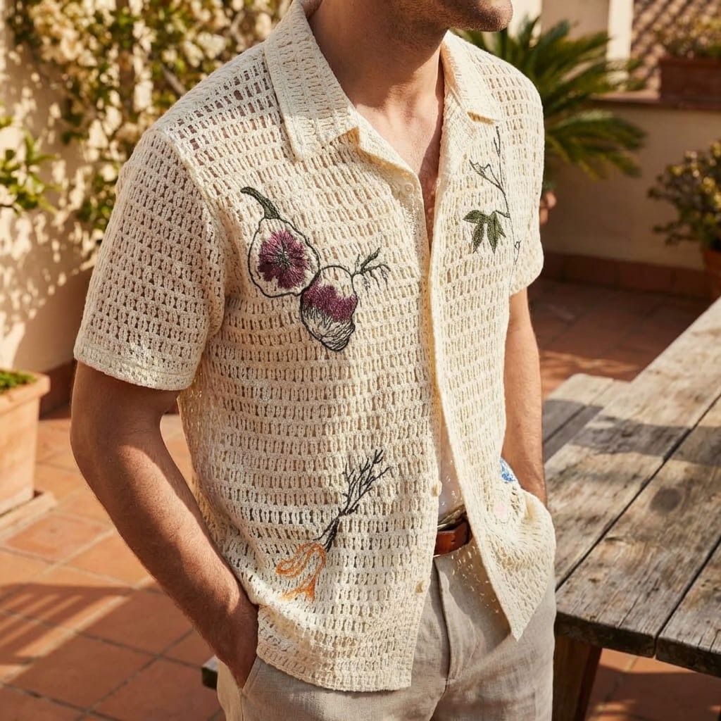 Camisa Polo de Crochê Capri