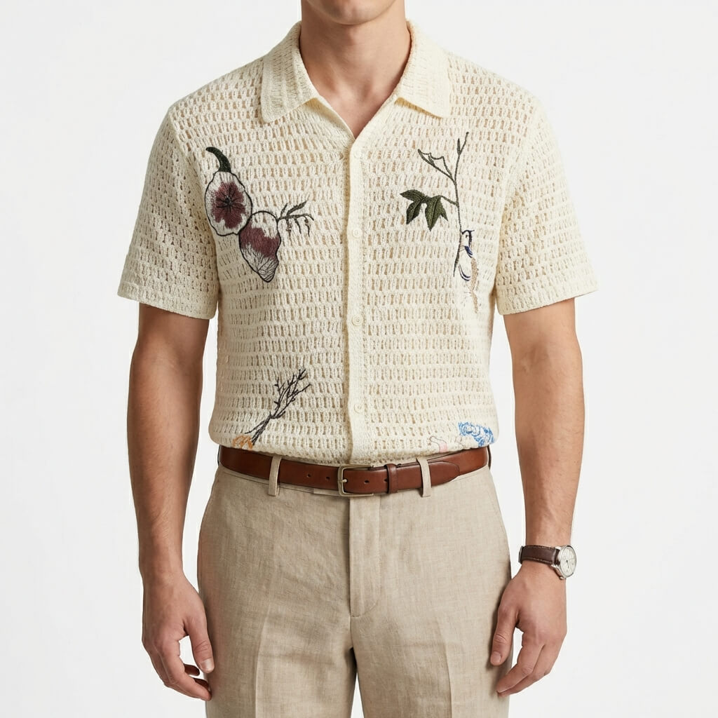 Camisa Polo de Crochê Capri