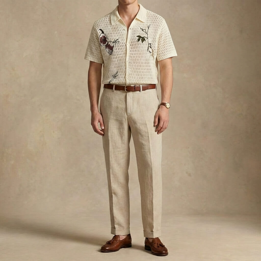 Camisa Polo de Crochê Capri