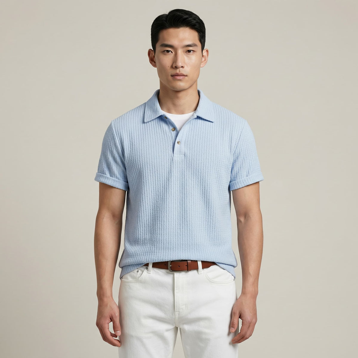 Camisa Polo Lido em Malha Waffle
